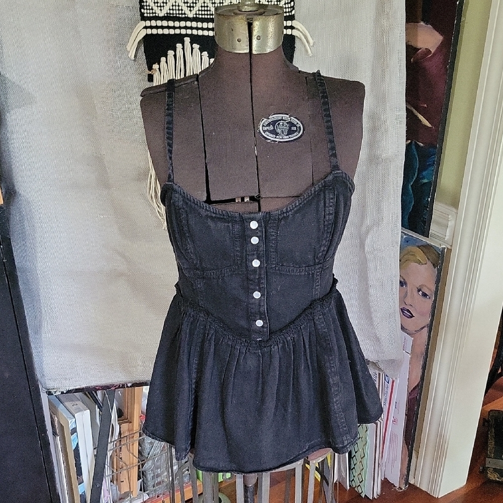 NWOT We The Free Cami Bustier Denim Peplum Tank S